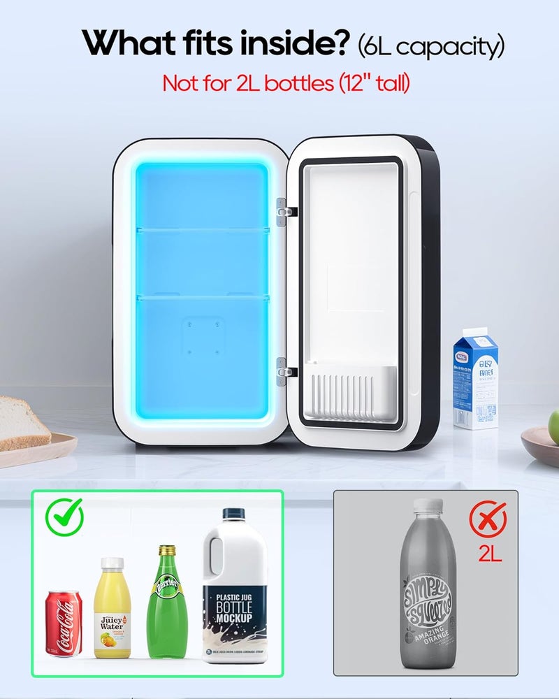 BEICHEN Mini Fridge,6 Liter / 8 Can Small Fridge for Bedroom, Car, Office & Dorm, AC100-120 V/DC 12 V Portable Thermoelectric Cooler & Warmer for Skincare, Food, Drinks,Black ﻿ - Image 5